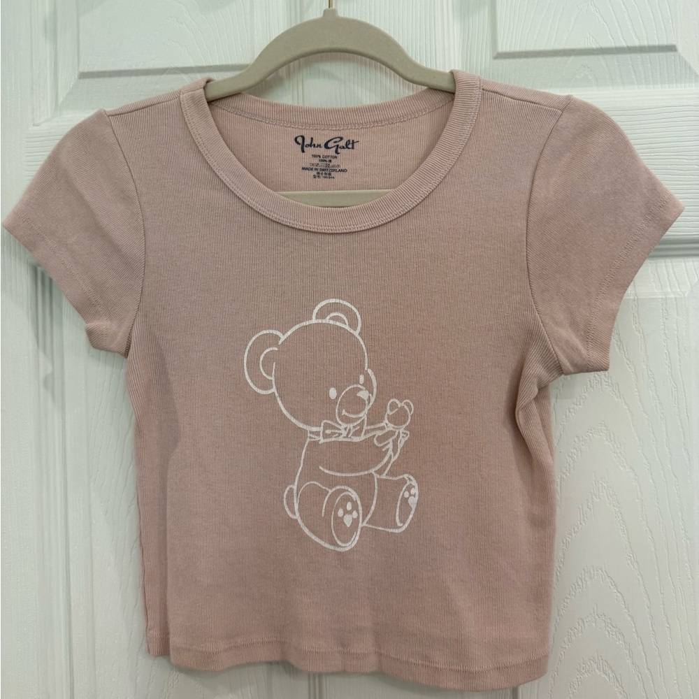 Brandy Melville Pink Bear Graphic Tee
